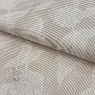 Bomullstyg YARN DYED Stripes JACQUARD Flowers sand