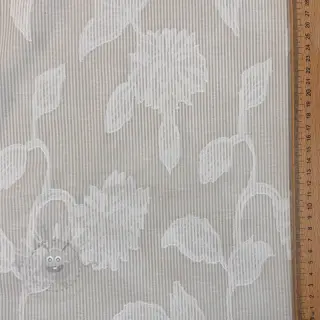 Bomullstyg YARN DYED Stripes JACQUARD Flowers sand
