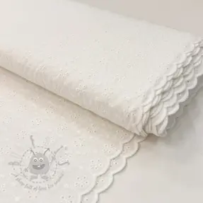 Bomullstyg EMBROIDERY TWO-SIDE SCALLOP Simi white