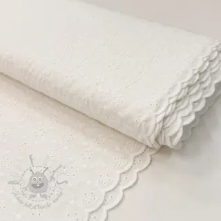Bomullstyg EMBROIDERY TWO-SIDE SCALLOP Simi white