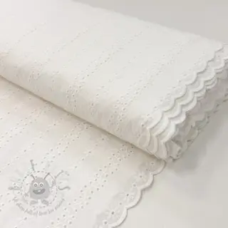 Bomullstyg EMBROIDERY TWO-SIDE SCALLOP Neo white