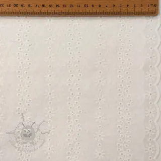 Bomullstyg EMBROIDERY TWO-SIDE SCALLOP Neo white