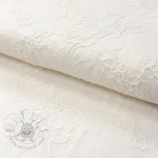 Bomullstyg VOILE EMBROIDERY Flowers white