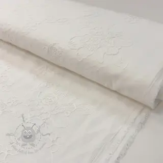 Bomullstyg VOILE EMBROIDERY Flowers white