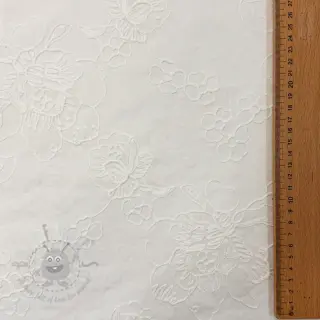 Bomullstyg VOILE EMBROIDERY Flowers white