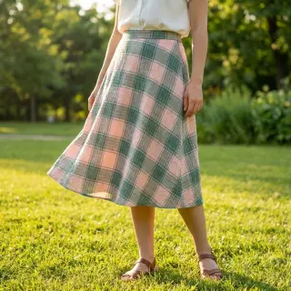 Viskóza CRINKLE Check peach