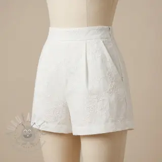 Bomullstyg VOILE EMBROIDERY Flowers white