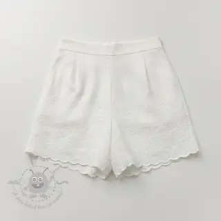 Bomullstyg VOILE EMBROIDERY ONE-SIDE BORDER white