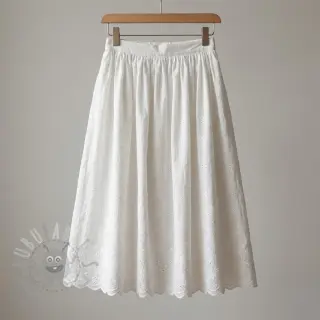 Bomullstyg EMBROIDERY TWO-SIDE SCALLOP Simi white
