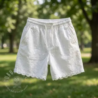Bomullstyg EMBROIDERY TWO-SIDE SCALLOP Verena white