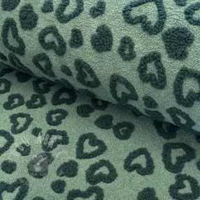 Kappmaterial TEDDY Hearts old green