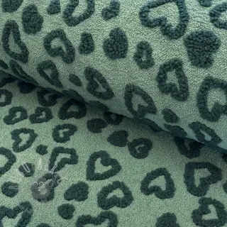Kappmaterial TEDDY Hearts old green