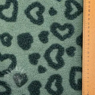 Kappmaterial TEDDY Hearts old green
