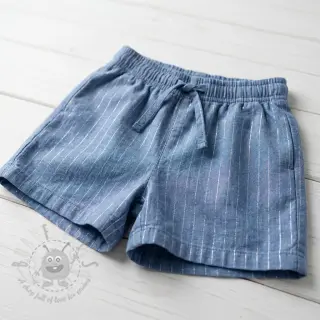 Bomullstyg YARN DYED Stripes LUREX blue