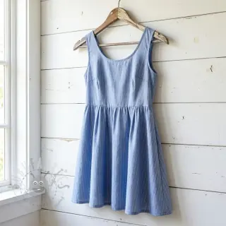 Bomullstyg YARN DYED Stripes LUREX blue
