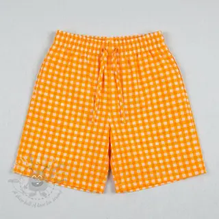 Bomullstyg YARN DYED NEON BIG Checks orange