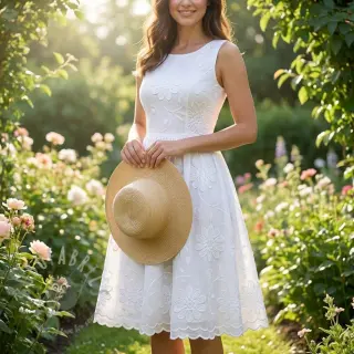 Bomullstyg EMBROIDERY Bellagio white