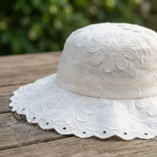 Bomullstyg EMBROIDERY Bellagio off white