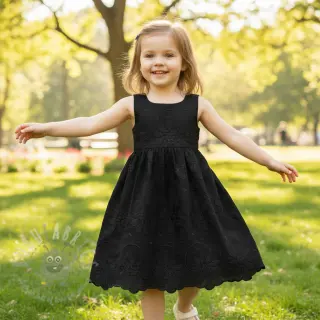 Bomullstyg EMBROIDERY Bellagio black