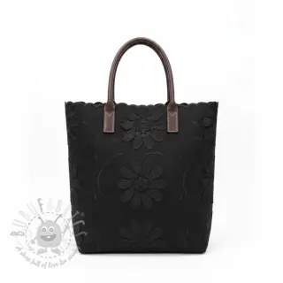 Bomullstyg EMBROIDERY Bellagio black
