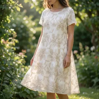 Bomullstyg VOILE EMBROIDERY Kim off white