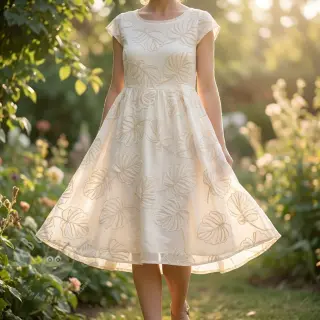 Bomullstyg VOILE EMBROIDERY Kady off white