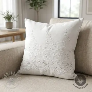 Bomullstyg EMBROIDERY Leon border