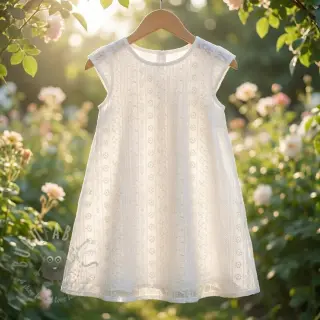 Bomullstyg EMBROIDERY Pattern white