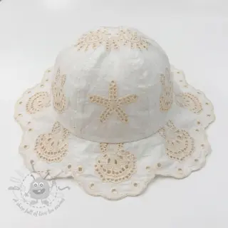 Bomullstyg EMBROIDERY Sea ornaments white