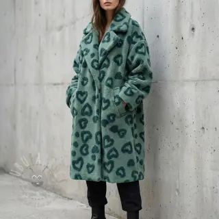 Kappmaterial TEDDY Hearts old green