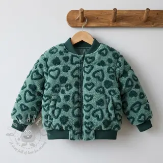 Kappmaterial TEDDY Hearts old green