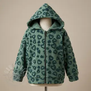 Kappmaterial TEDDY Hearts old green