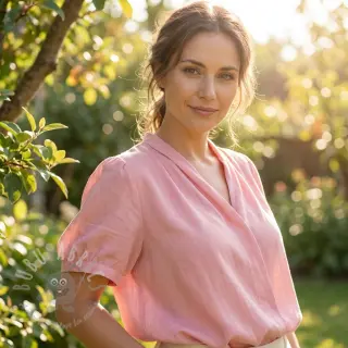 Bomullstyg med viskos light rose