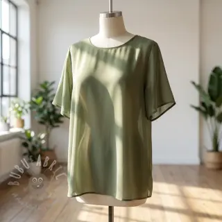 Bomullstyg med viskos olive