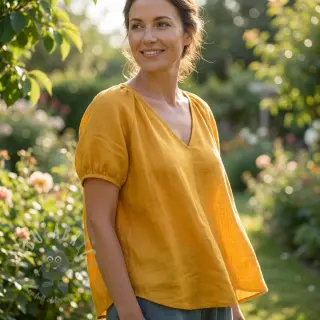 Bomullstyg med viskos ochre