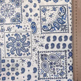 Bomullstyg Kansas blanc blue