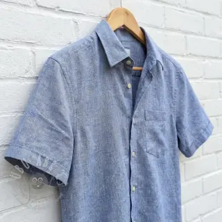 Bomullstyg med lin LUREX blue
