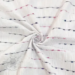 Bomullstyg DOBBY CRINKLE Stripe white