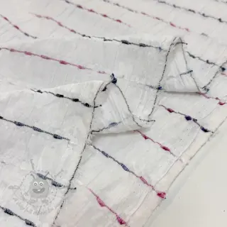 Bomullstyg DOBBY CRINKLE Stripe white
