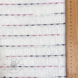Bomullstyg DOBBY CRINKLE Stripe white