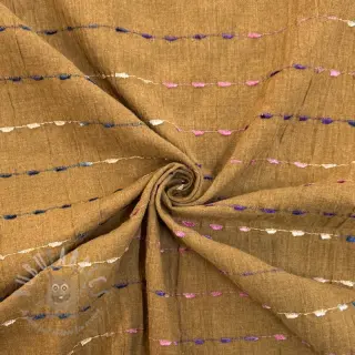 Bomullstyg DOBBY CRINKLE Stripe camel