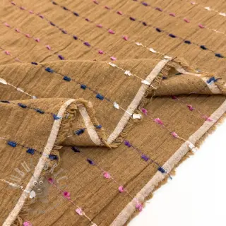 Bomullstyg DOBBY CRINKLE Stripe camel