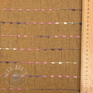 Bomullstyg DOBBY CRINKLE Stripe camel