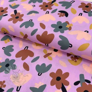 Bomullstyg Flowers lavender by JENNIFER BOURON ORGANIC
