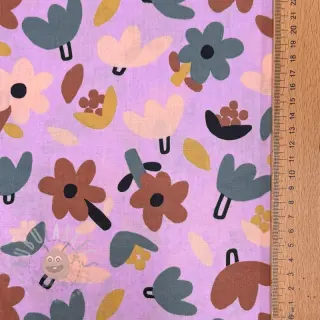 Bomullstyg Flowers lavender by JENNIFER BOURON ORGANIC