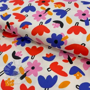 Bomullstyg Flowers natural/blue by JENNIFER BOURON ORGANIC