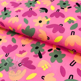 Bomullstyg Flowers pink by JENNIFER BOURON ORGANIC