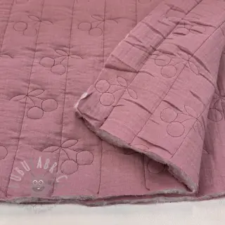 Dubbelgasväv/muslin STEPPED Cherries mauve