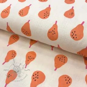 Dubbelgasväv/muslin Pears peach by JENNIFER BOURON ORGANIC