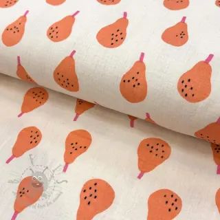 Dubbelgasväv/muslin Pears peach by JENNIFER BOURON ORGANIC